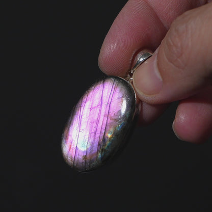 Purple Labradorite Pendant 1 3/4" (.925 Sterling Silver)