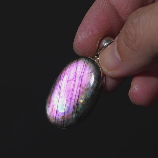 Purple Labradorite Pendant 1 3/4" (.925 Sterling Silver)