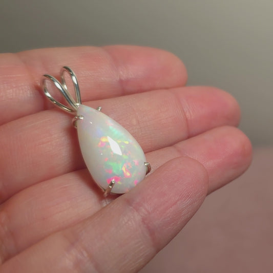 8.95ct Premium Ethiopian Opal Pendant 1 1/4" (.925 Sterling Silver)