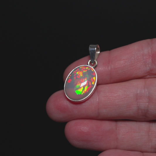 10.2ct Ethiopian Opal Pendant 1 1/8" (.925 Sterling Silver) PD52303