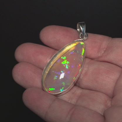 38.15ct Ethiopian Water Opal Pendant 2" (.925 Sterling Silver)