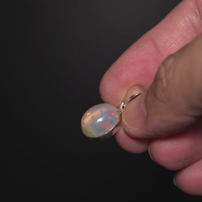 Premium Ethiopian Water Opal Pendant 1" (.925 Sterling Silver)