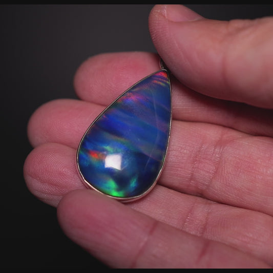 Aurora Opal Pendant 1 3/4" (.925 Sterling Silver)
