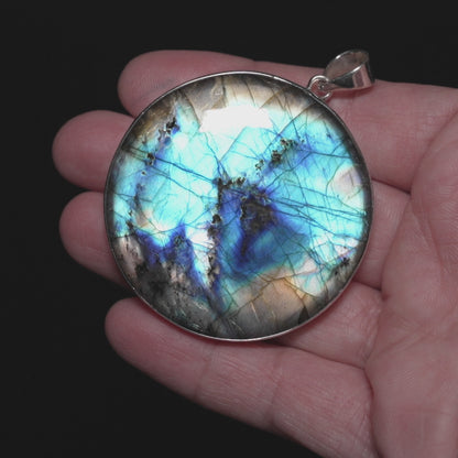 Gigantic Premium Spectrolite Pendant 2 1/2" (.925 Sterling Silver) PD52328