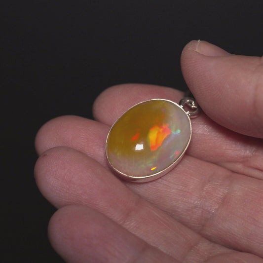 14.65ct Ethiopian Opal Pendant 1 1/2" (.925 Sterling Silver)