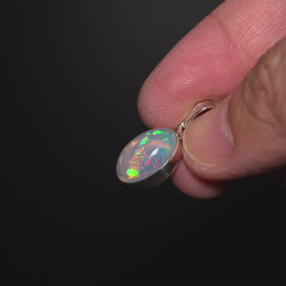 Premium Ethiopian Water Opal Pendant 1" (.925 Sterling Silver)