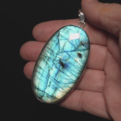 Gigantic Premium Spectrolite Pendant 3" (.925 Sterling Silver) PD52321