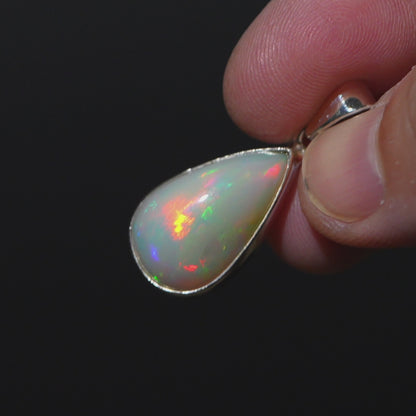 Ethiopian Opal Pendant 1 3/8" (.925 Sterling Silver)