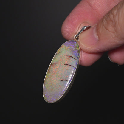 Premium Monarch Opal Pendant 2 1/8" (.925 Sterling Silver)