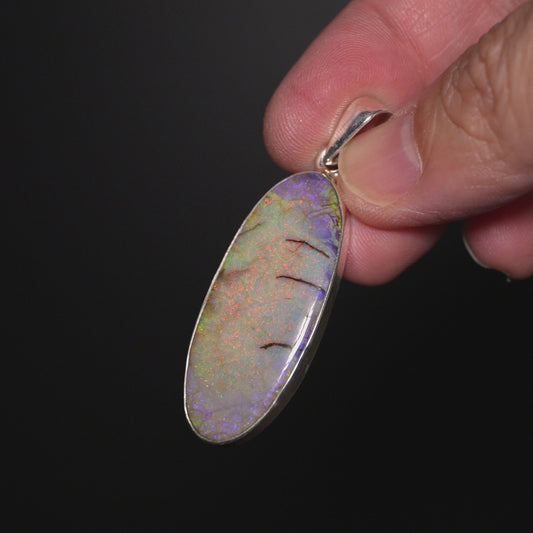 Premium Monarch Opal Pendant 2 1/8" (.925 Sterling Silver)