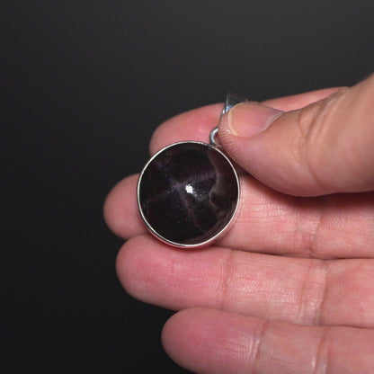 Premium Star Garnet Pendant 1 3/8" (.925 Sterling Silver)