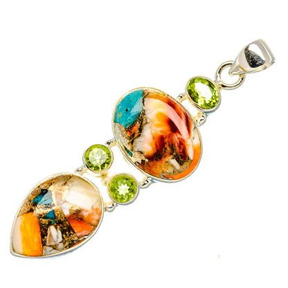 Spiny Oyster Turquoise, Peridot 925 Sterling Silver Pendant 2 3/8" (925 Sterling Silver) PD37696