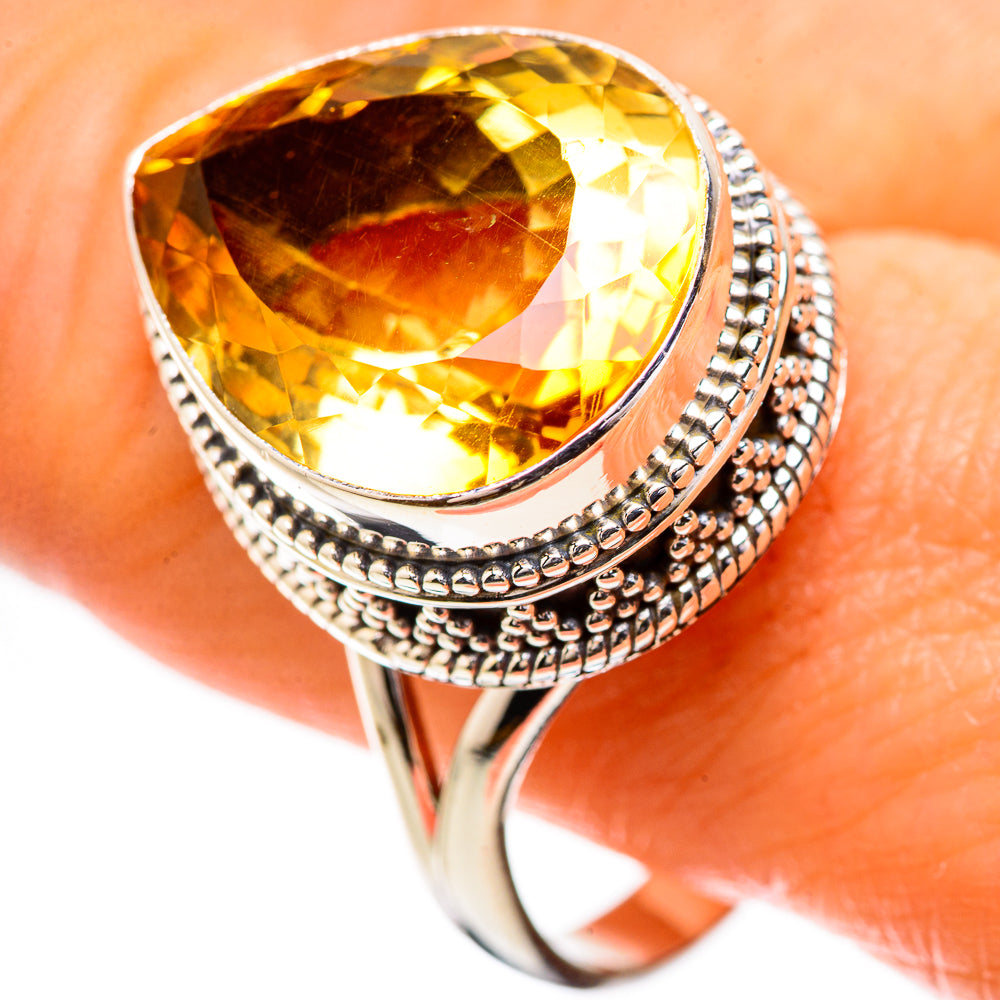 Large Faceted Citrine Ring Size 11.75 (925 Sterling Silver) RING135357