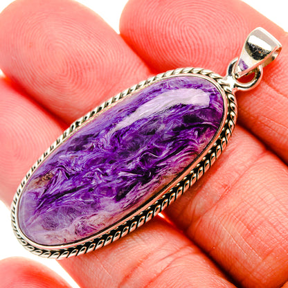 Charoite Pendant 2 1/8" (925 Sterling Silver) PD37503