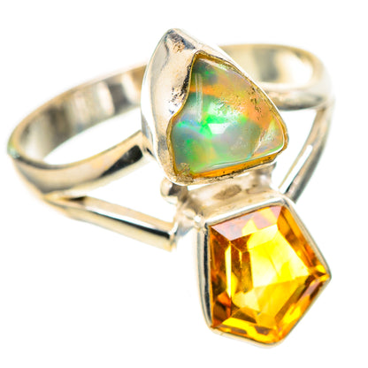 Rough Ethiopian Opal, Citrine 925 Sterling Silver Ring Size 9 (925 Sterling Silver) RING137402