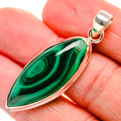 Malachite Pendant 1 7/8" (925 Sterling Silver) PD36989