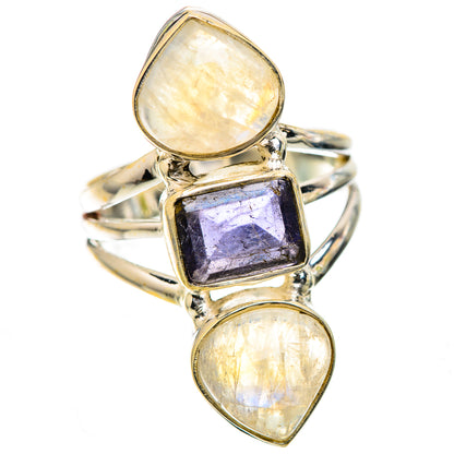 Faceted Tanzanite, Rainbow Moonstone Ring Size 6.5 (925 Sterling Silver) RING136068