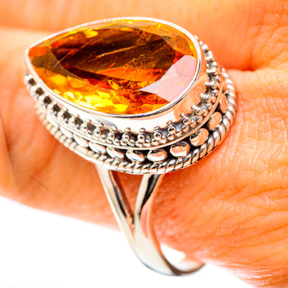 Faceted Citrine 925 Sterling Silver Ring Size 10.75 (925 Sterling Silver) RING137213