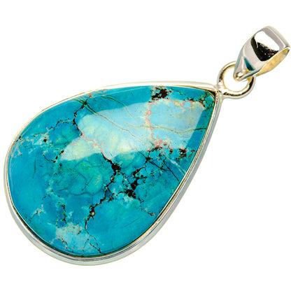 Teardrop turquoise pendant with sterling silver edge and small loop bail.