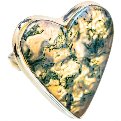 Large Green Moss Agate Ring Size 10 (925 Sterling Silver) RING135908