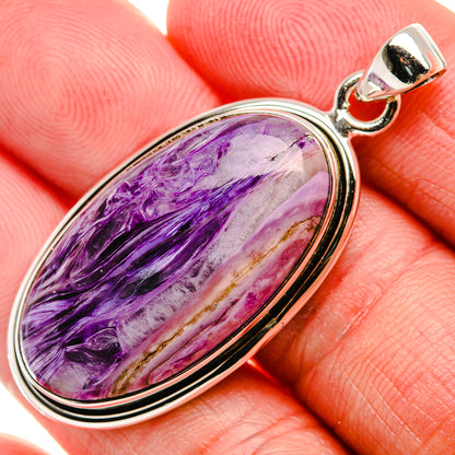 Charoite Pendant 1 7/8" (925 Sterling Silver) PD37517