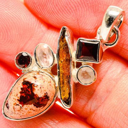 Mexican Fire Opal, Citrine, Garnet, Rose Quartz Pendant 1 5/8" (925 Sterling Silver) PD36738