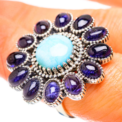 Large Larimar, Tanzanite Ring Size 7.25 (925 Sterling Silver) RING136530