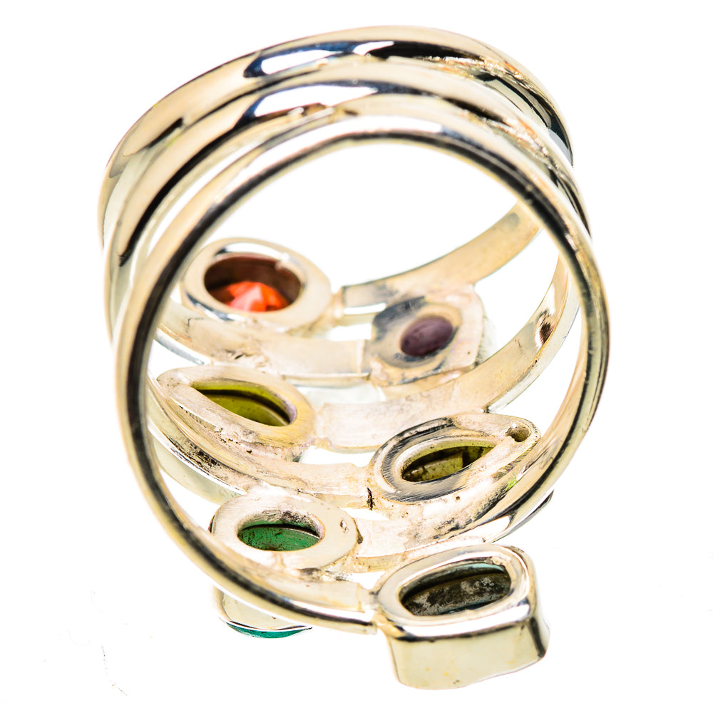 Garnet, Amethyst, Peridot, Green Aventurine, Blue Topaz Ring Size 6.75 (925 Sterling Silver) RING135439