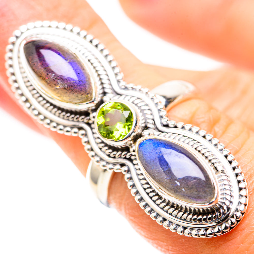 Large Labradorite, Peridot 925 Sterling Silver Ring Size 6.25 (925 Sterling Silver) RING137585