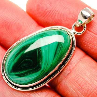 Malachite Pendant 1 3/4"  (925 Sterling Silver) PD37204