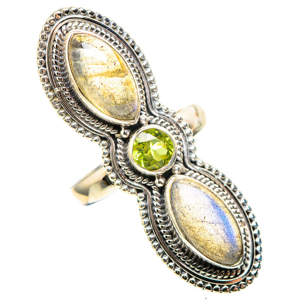 Large Labradorite, Peridot 925 Sterling Silver Ring Size 6.25 (925 Sterling Silver) RING137585