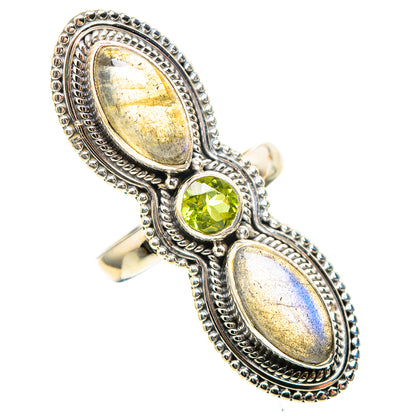 Large Labradorite, Peridot 925 Sterling Silver Ring Size 6.25 (925 Sterling Silver) RING137585
