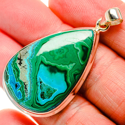 Malachite In Chrysocolla Pendant 2" (925 Sterling Silver) PD37294