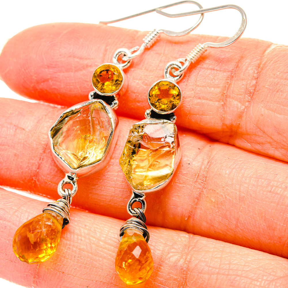 Rough Citrine Earrings 2" (925 Sterling Silver) EARR431472