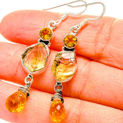 Rough Citrine Earrings 2" (925 Sterling Silver) EARR431472