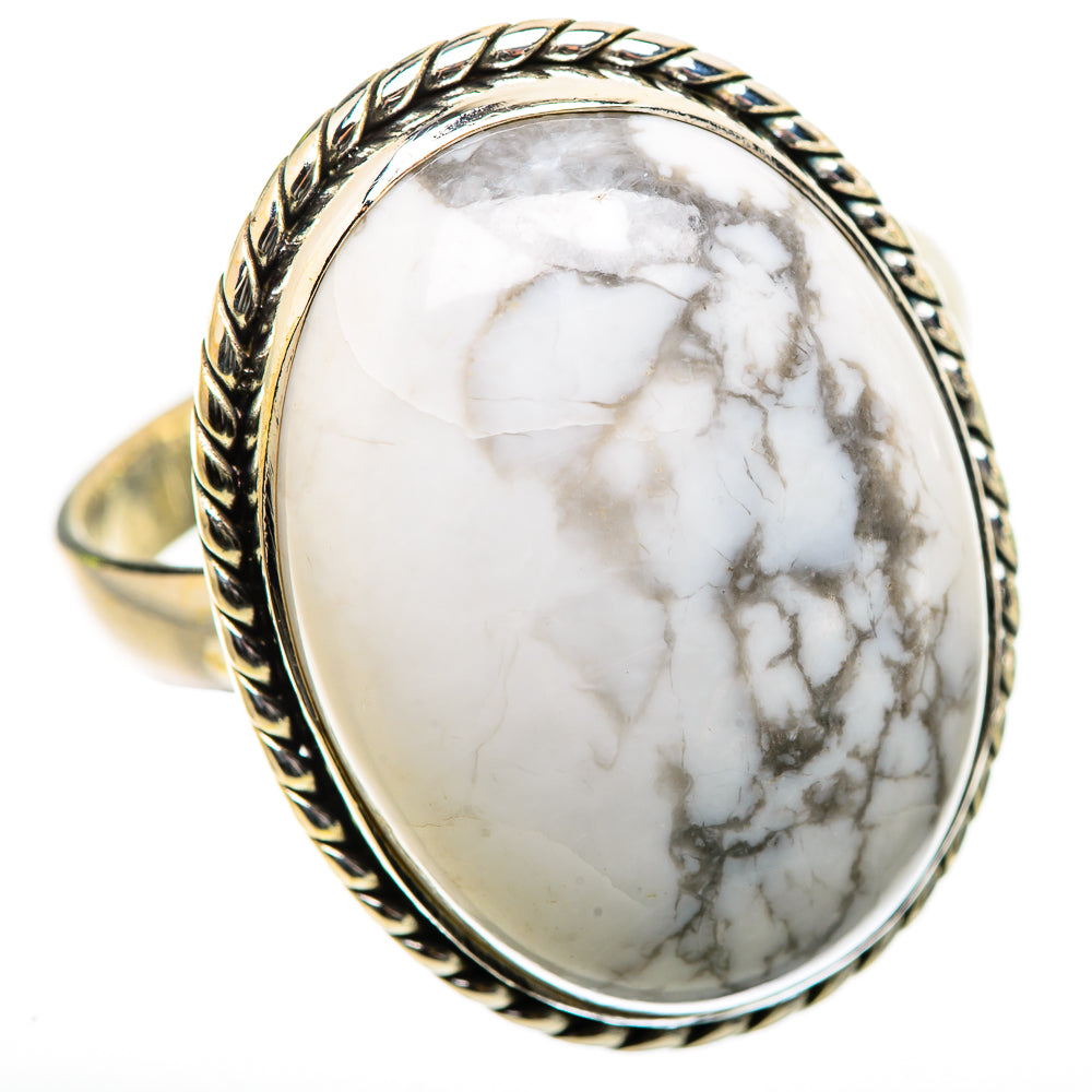 Large Howlite Ring Size 13.75 (925 Sterling Silver) RING135570
