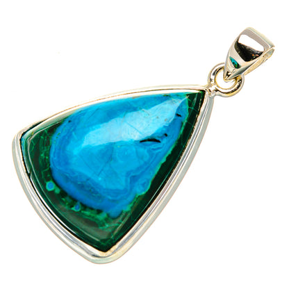 Malachite In Chrysocolla Pendant 1 1/2"  (925 Sterling Silver) PD37201