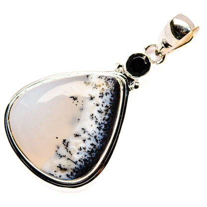 Dendritic Opal, Black Onyx Pendant 1 3/4" (925 Sterling Silver) PD36755