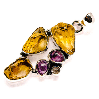 Rough Citrine, Amethyst Pendant 1 3/4" (925 Sterling Silver) PD36339