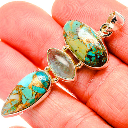Kingman Mohave Turquoise, Aquamarine Pendant 2"  (925 Sterling Silver) PD36937