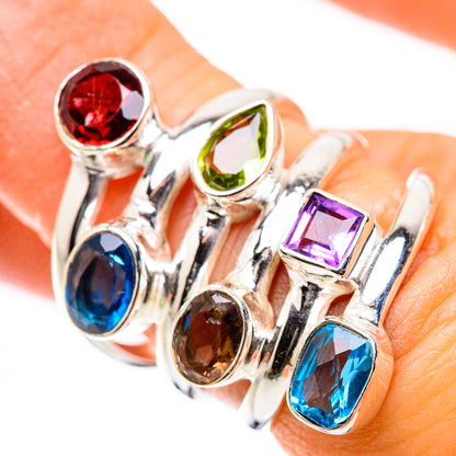 Ana Silver Co Garnet, Amethyst, Peridot, Blue Topaz, Smoky Quartz Ring Size 6.5 (925 Sterling Silver)