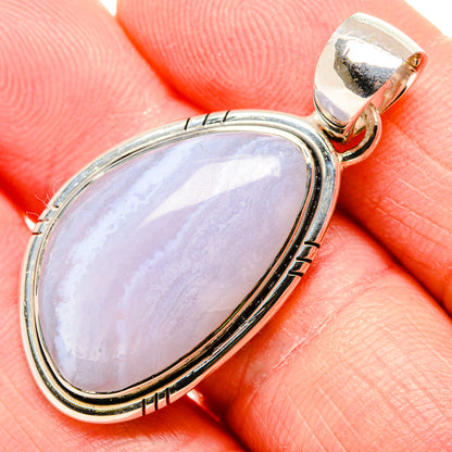 Blue Lace Agate Pendant 1 5/8" (925 Sterling Silver) PD36823