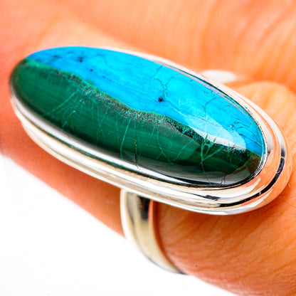 Large Malachite In Chrysocolla Ring Size 7.25 (925 Sterling Silver) RING136196