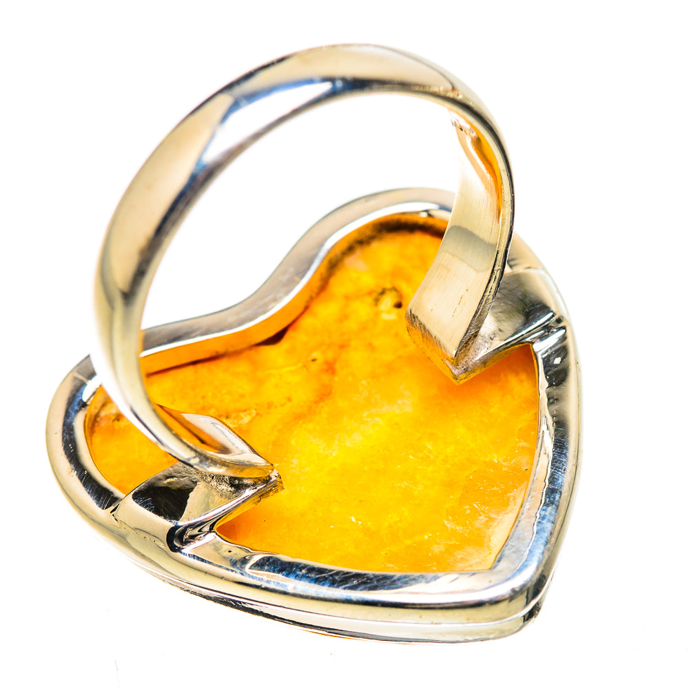 Heart-shaped mookaite stone set in sterling silver ring with openwork shank