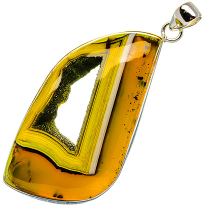 Teardrop yellow druzy window pendant with 925 sterling silver bail loop
