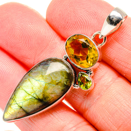 Labradorite, Citrine, Peridot Pendant 2" (925 Sterling Silver) PD36767