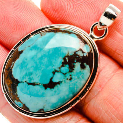 Tibetan Turquoise Pendant 1 3/4" (925 Sterling Silver) PD37000