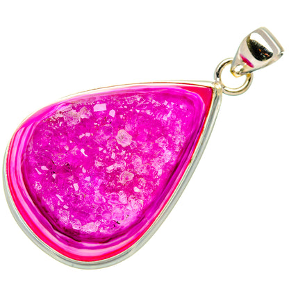 Pink Window Druzy Pendant 1 7/8" (925 Sterling Silver) PD37116