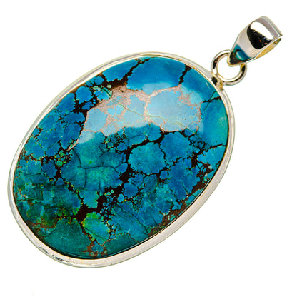 Tibetan Turquoise Pendant 2" (925 Sterling Silver) PD36994