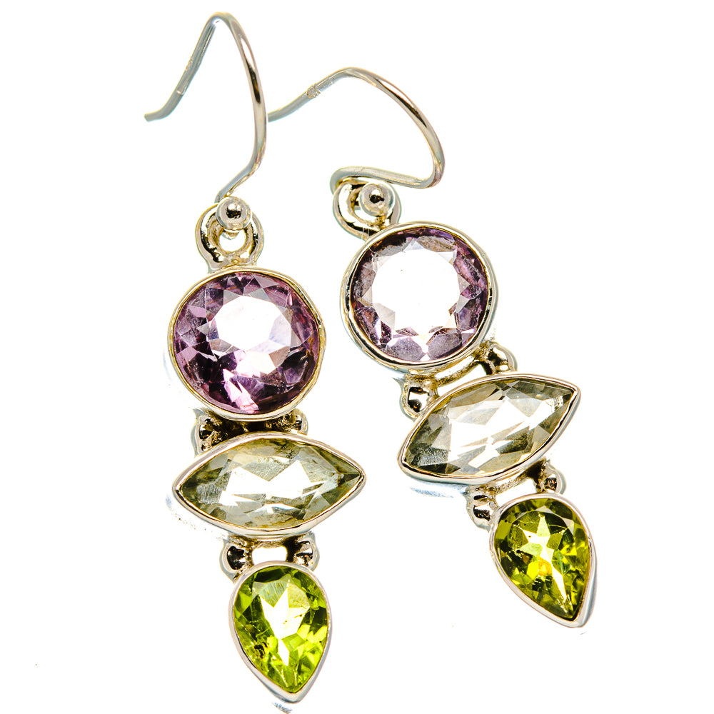 Amethyst, White Quartz, Peridot 925 Sterling Silver Earrings 1 1/2" E431748